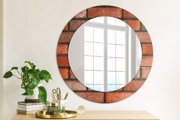 Specchio tondo decoro mattone rosso
