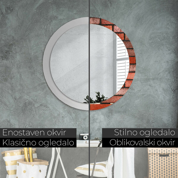 Specchio tondo decoro mattone rosso