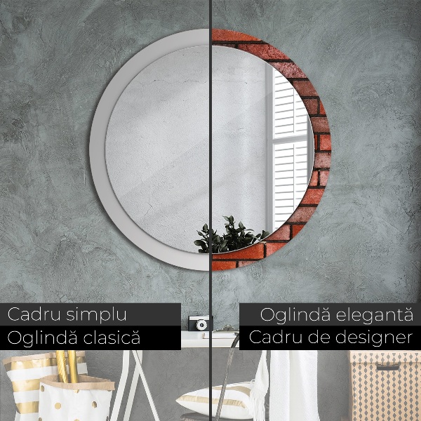 Specchio tondo decoro mattone rosso