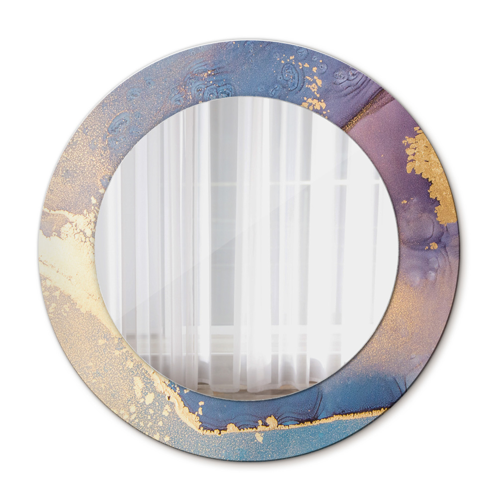 Specchio tondo con cornice stampata Pietra di marmo