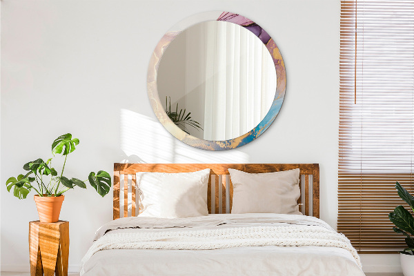 Specchio tondo con cornice stampata Pietra di marmo