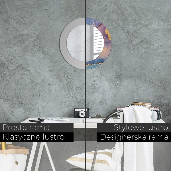 Specchio tondo con cornice stampata Pietra di marmo