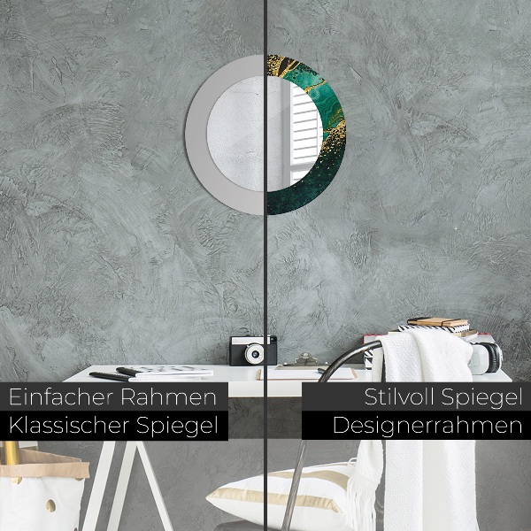 Specchio tondo con cornice stampata Verde marmo