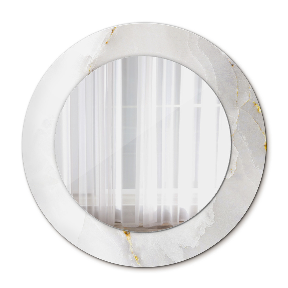 Specchio tondo con cornice stampata Marmo luccicante