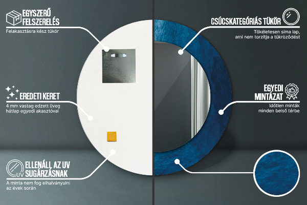 Specchio tondo con cornice stampata Arte astratta