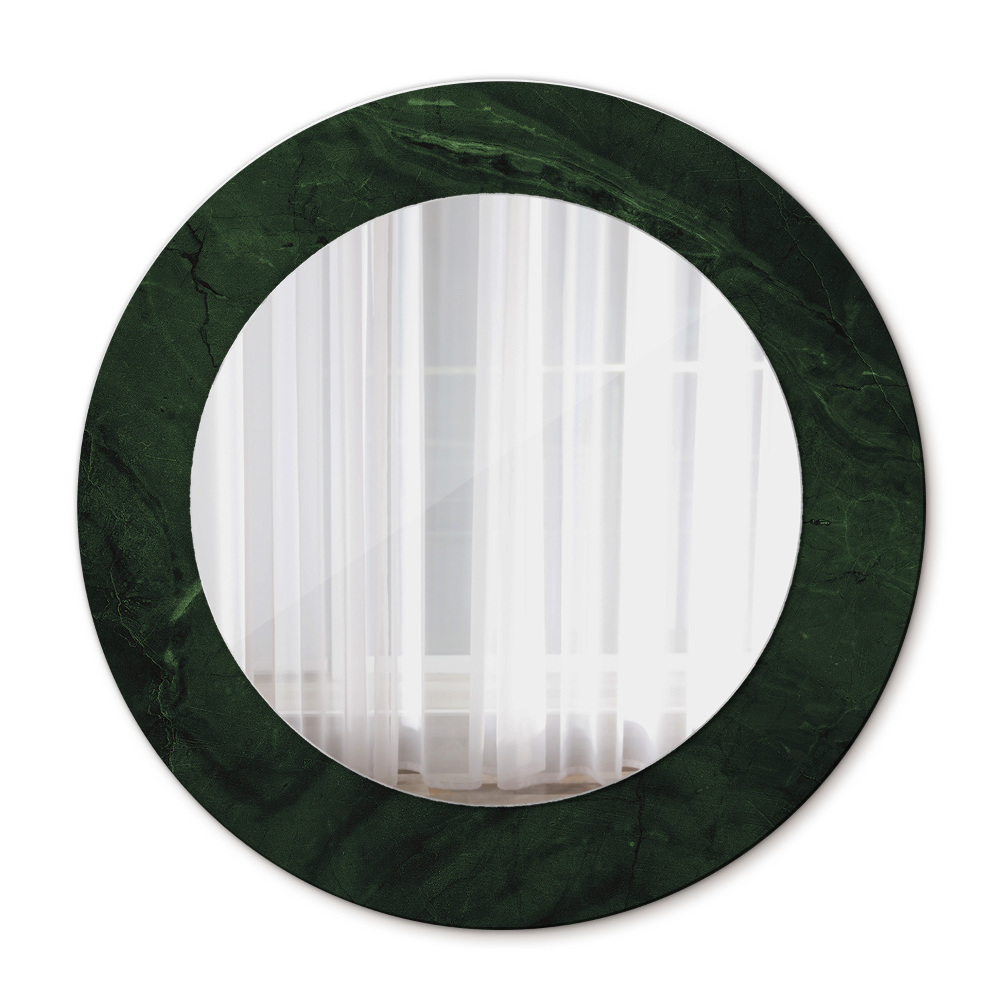 Specchio tondo con cornice stampata Marmo verde