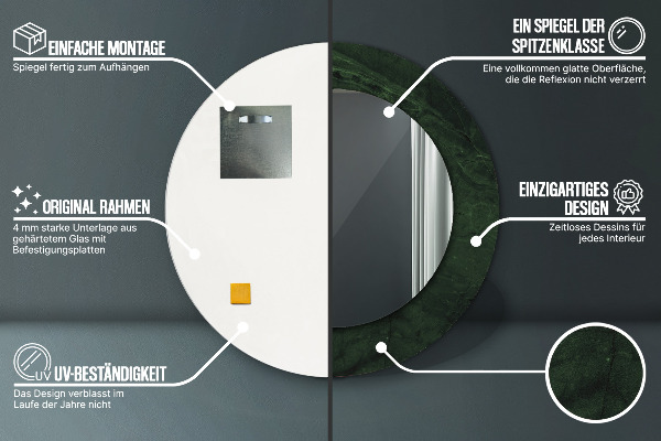 Specchio tondo con cornice stampata Marmo verde