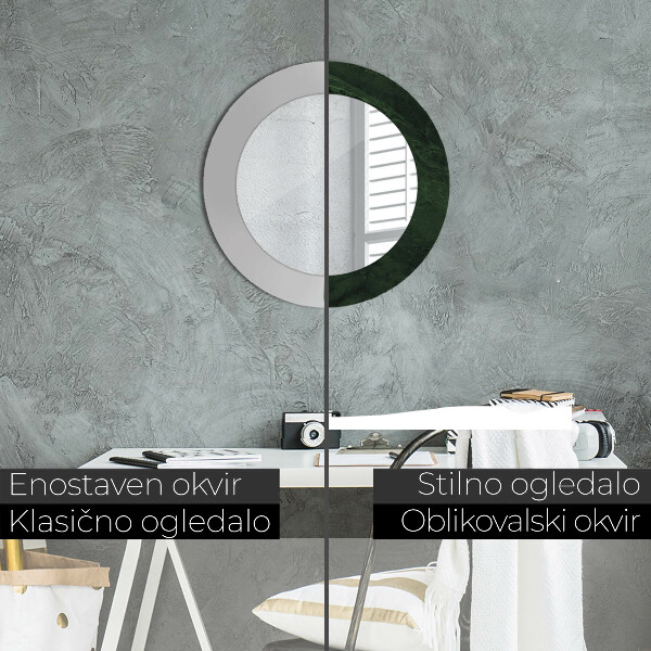Specchio tondo con cornice stampata Marmo verde