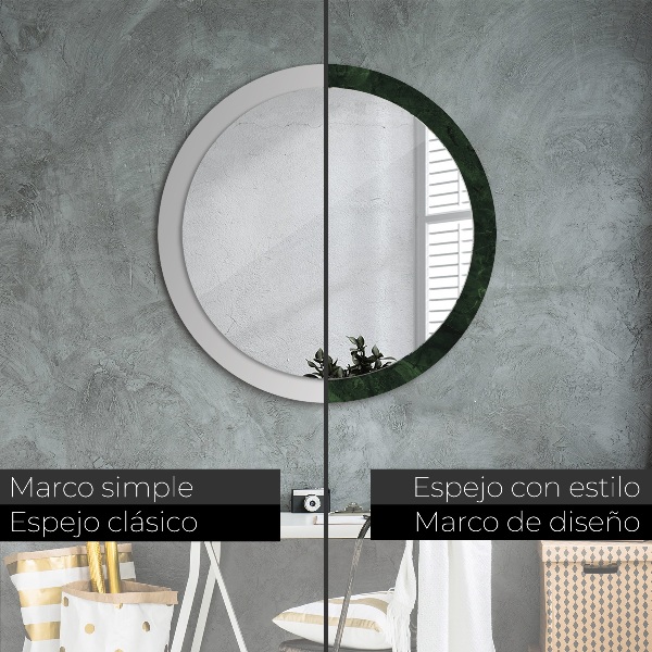 Specchio tondo con cornice stampata Marmo verde