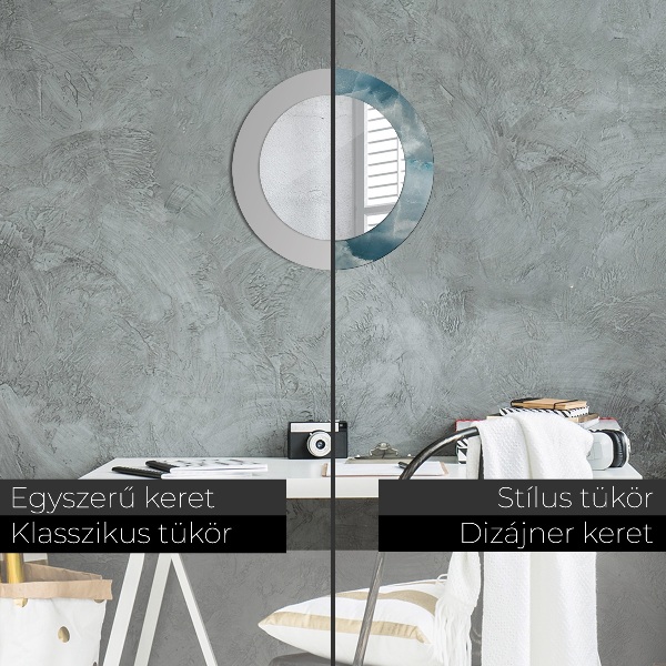 Specchio tondo con cornice stampata Marmo di onice blu