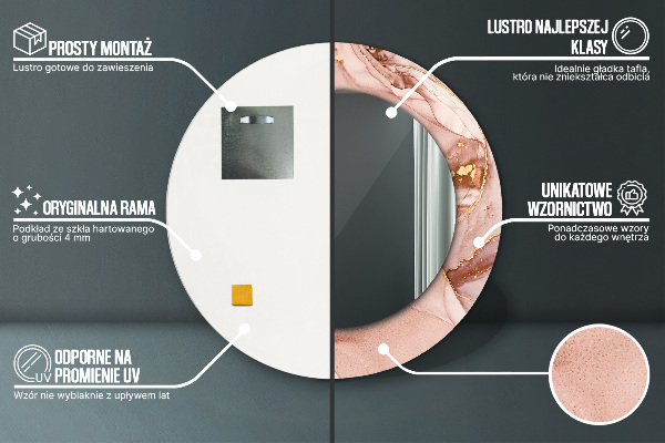 Specchio tondo con cornice stampata Fluido astratto