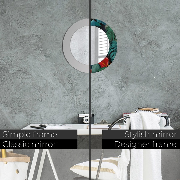 Specchio tondo con cornice stampata Foresta nella giungla