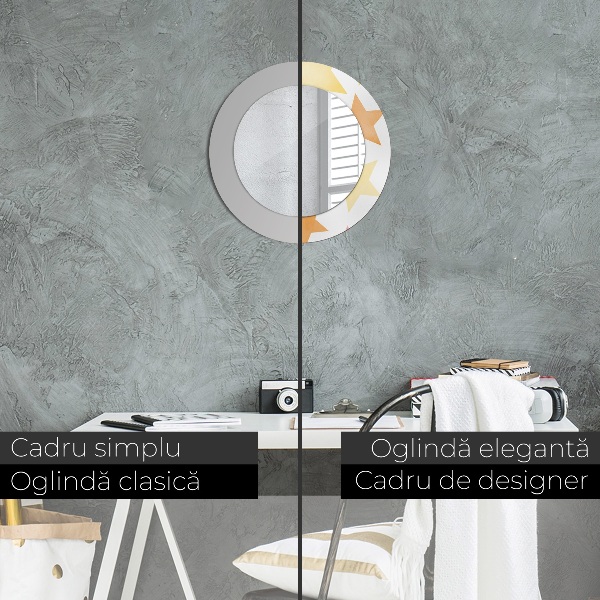 Specchio tondo con cornice stampata Stelle pastello
