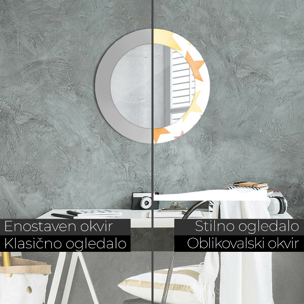 Specchio tondo con cornice stampata Stelle pastello