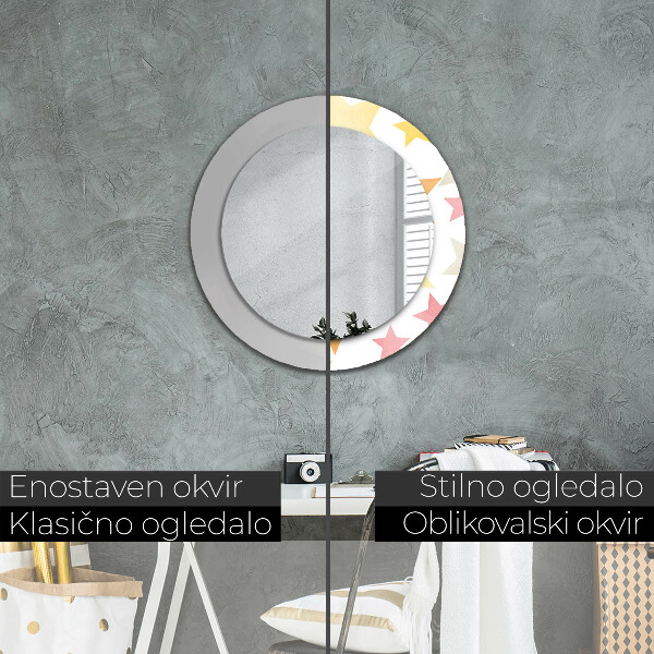 Specchio tondo con cornice stampata Stelle pastello