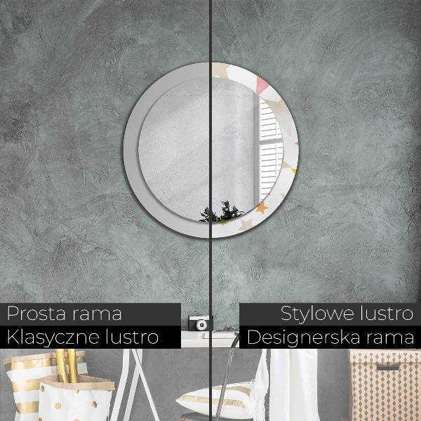 Specchio tondo con cornice stampata Stelle pastello