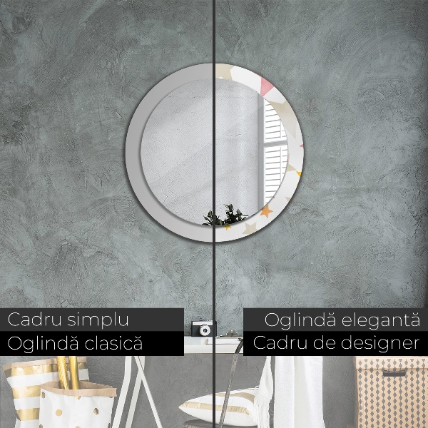 Specchio tondo con cornice stampata Stelle pastello