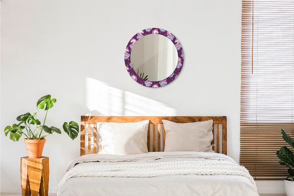 Specchio tondo con cornice stampata Stelle unicorno
