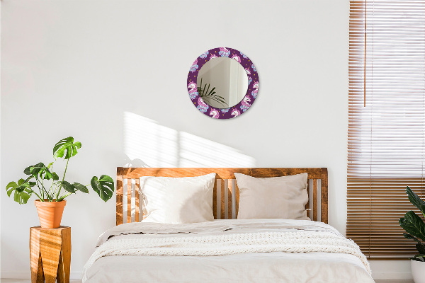 Specchio tondo con cornice stampata Stelle unicorno