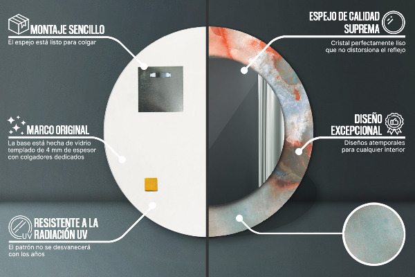 Specchio tondo con cornice stampata Marmi di onice