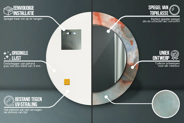 Specchio tondo con cornice stampata Marmi di onice