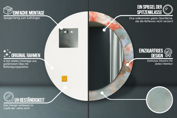 Specchio tondo con cornice stampata Marmi di onice