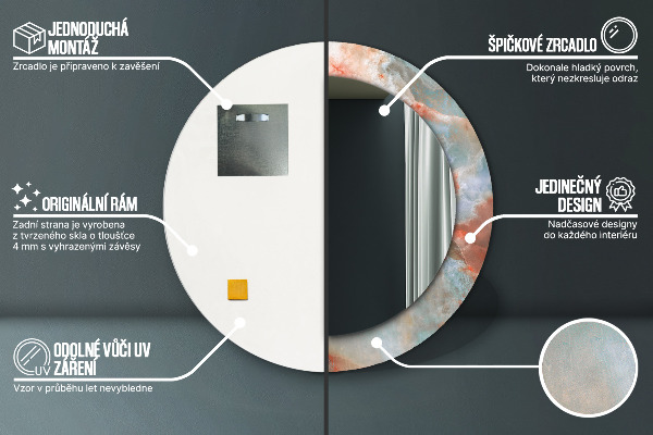 Specchio tondo con cornice stampata Marmi di onice