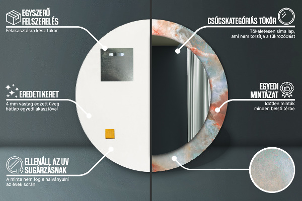 Specchio tondo con cornice stampata Marmi di onice