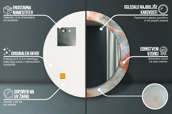 Specchio tondo con cornice stampata Marmi di onice