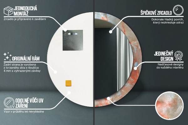 Specchio tondo con cornice stampata Marmi di onice