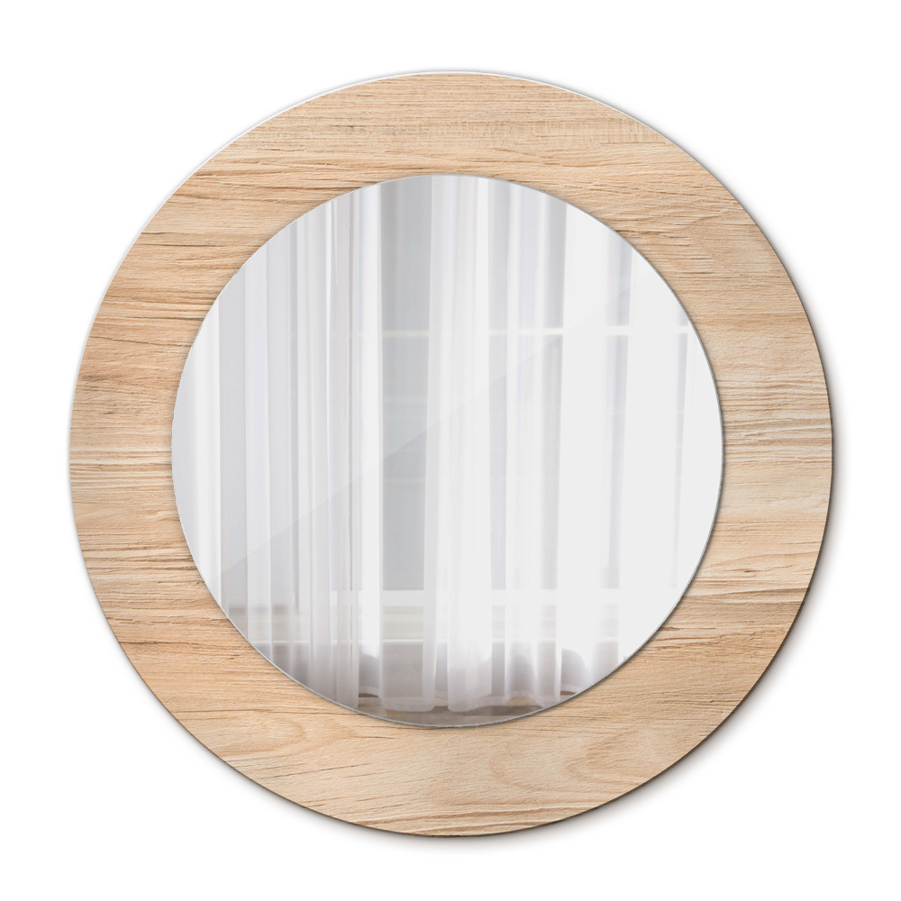 Specchio tondo con cornice stampata Consistenza del legno
