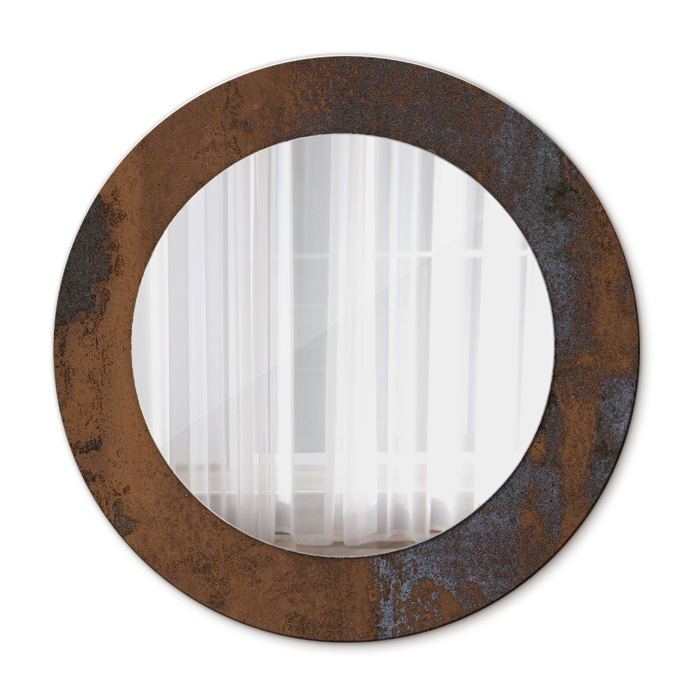 Specchio tondo con cornice stampata Rustico metallico