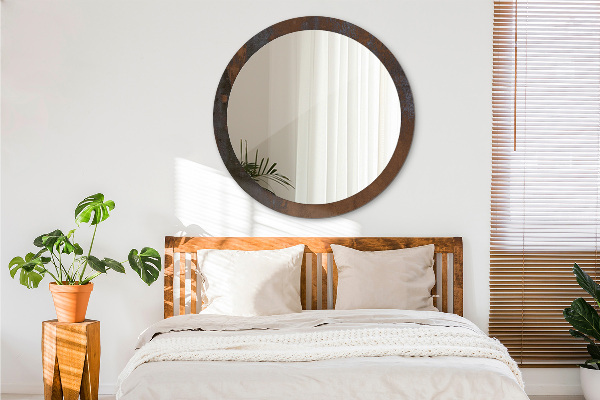 Specchio tondo con cornice stampata Rustico metallico