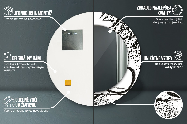 Specchio tondo con cornice stampata Modello di graffiti