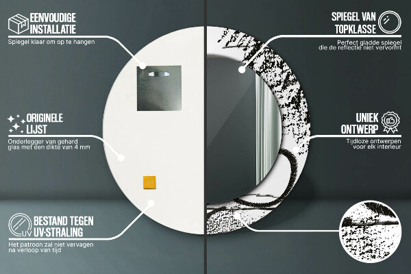 Specchio tondo con cornice stampata Modello di graffiti