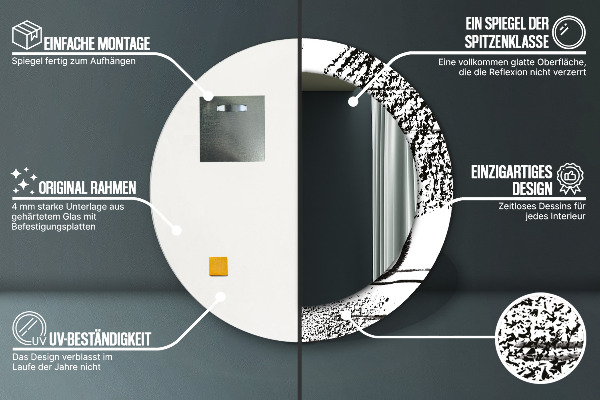 Specchio tondo con cornice stampata Modello di graffiti