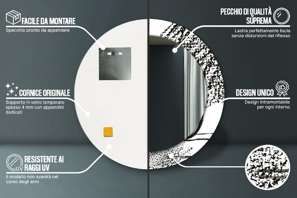 Specchio tondo con cornice stampata Modello di graffiti