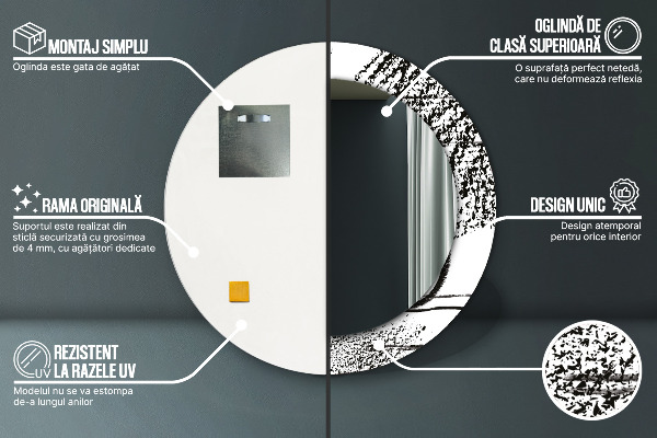 Specchio tondo con cornice stampata Modello di graffiti