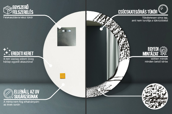 Specchio tondo con cornice stampata Modello di graffiti