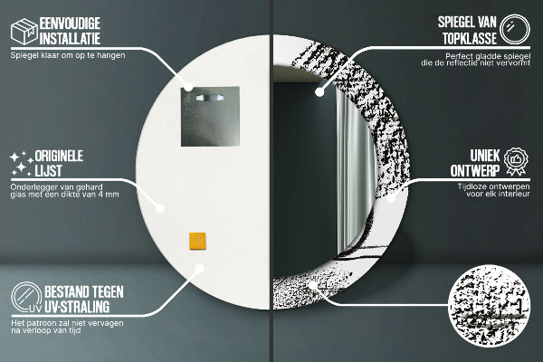 Specchio tondo con cornice stampata Modello di graffiti