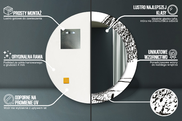 Specchio tondo con cornice stampata Modello di graffiti