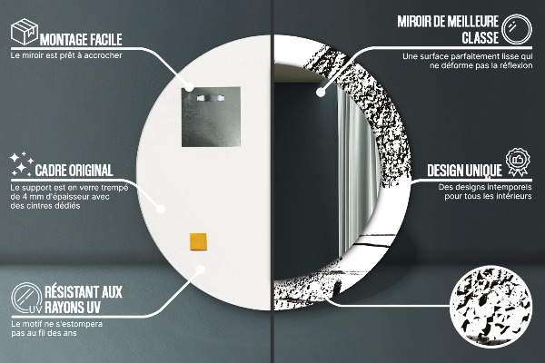 Specchio tondo con cornice stampata Modello di graffiti