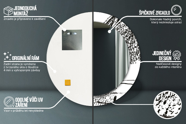 Specchio tondo con cornice stampata Modello di graffiti