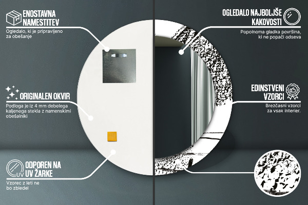 Specchio tondo con cornice stampata Modello di graffiti