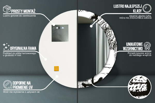 Specchio tondo con cornice stampata Modello di graffiti
