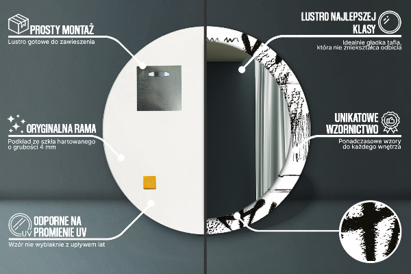 Specchio tondo con cornice stampata Modello di graffiti