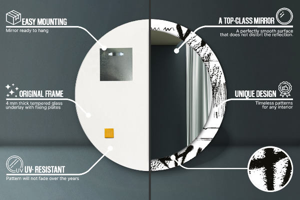 Specchio tondo con cornice stampata Modello di graffiti