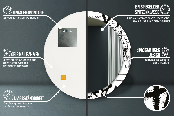 Specchio tondo con cornice stampata Modello di graffiti