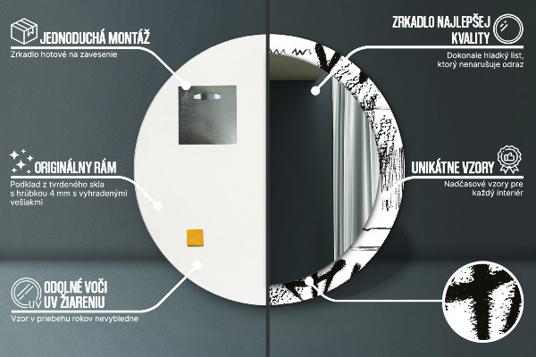 Specchio tondo con cornice stampata Modello di graffiti