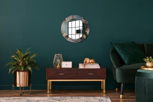 Specchio tondo con cornice stampata Fluido astratto